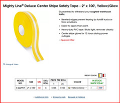 MIGHTY LINE Glow In The Dark Center Tape, Yellow/Glow, 2″ X 100 ft Roll