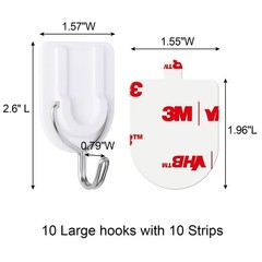 10 Wire Hooks for Hanging Heavy Duty with Strips no Damage,Adhesive Wall Hook…