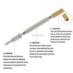 Dental Universal Implant Locator Caps Remove Core Tool For Retention Caps 3 in 1