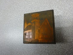Braddock PA Lutheran Church Wood & Copper Plate Photo Negative, 1-5/8″ Vintage