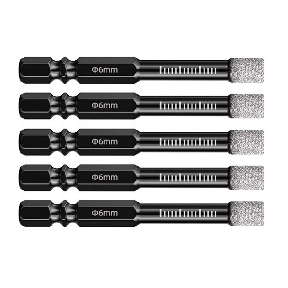 5Pcs/Set 6mm Dry Diamond Drill Bits For Porcelain Granite Tile Glass Ceramics