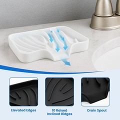 3 Pack Silicone Soap Dish with Drain – Bar Soap Holder for Shower, Bathroom and