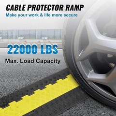 SVOPES Cable Protector Ramp, 2-Channel, 22000 lbs, 9.84″ x 3 ft, Yellow Rubber