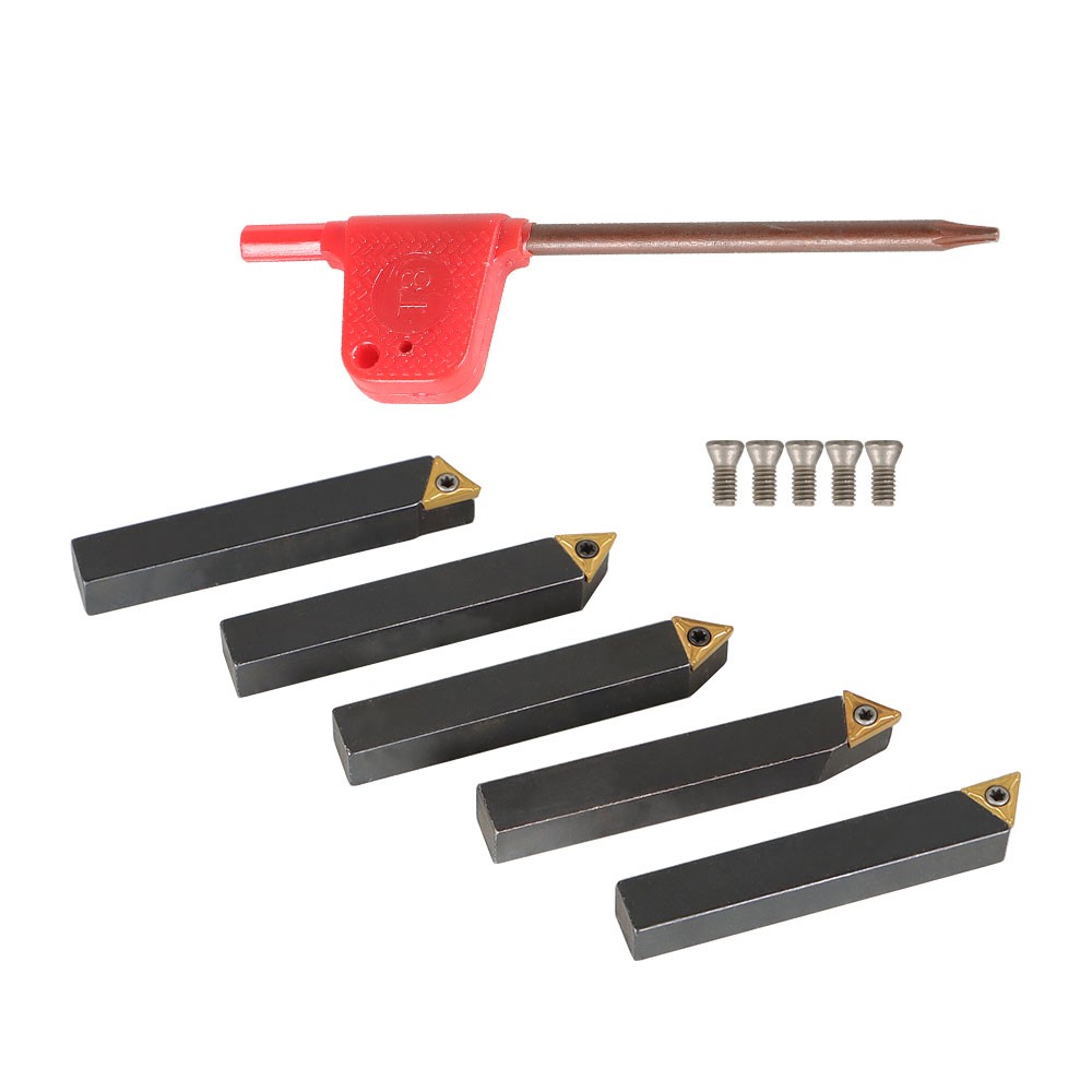 5Pcs 3/8″ Indexable Carbide Insert Turning Tooling Bit Holder Set For Lathe