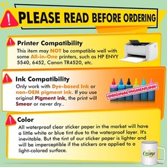 Koala 95% Clear Sticker Paper for Inkjet Printer – Waterproof Transparent