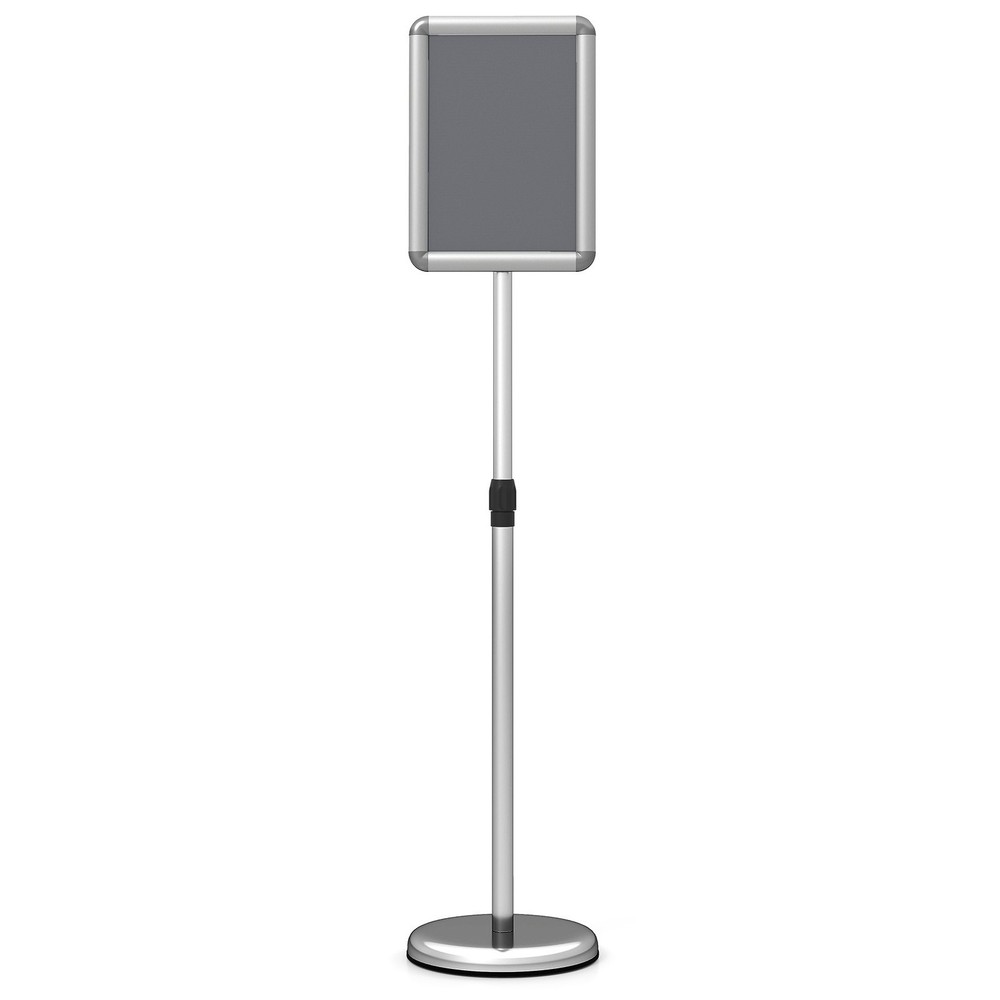 Sign Holder Stand 8.5 x 11 Inch w/ Snap-Open Frame & 360° Rotation for Malls