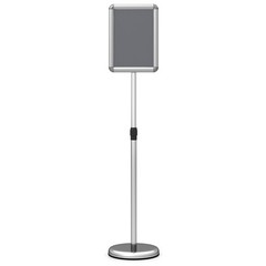 Sign Holder Stand 8.5 x 11 Inch w/ Snap-Open Frame & 360° Rotation for Malls