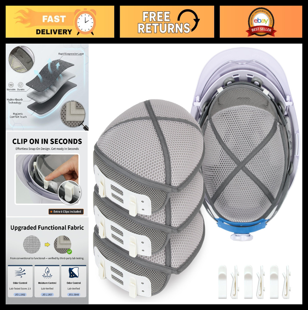 3 Pack Hard Hat Sweatband Liner – Cooling Mesh Inserts for Safety Helmets, Washa