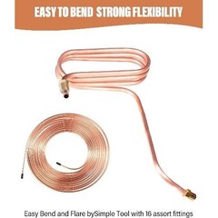 25 Ft Flexible Tube Line Roll, 1/4″ Brake Line Tubing Kit, Copper Color: Gold