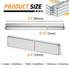 FINDMAG 6 Pack Powerful Neodymium Bar Magnets Rare – 60 x 10 x 3 mm