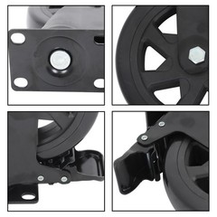 4Pcs Heavy Duty Casters Black 6″ W/ Brake 360° steering With 2× Hardware Kits