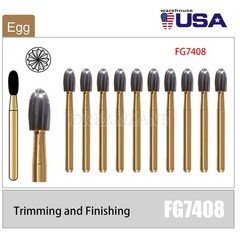 NEW Dental Trimming & Finishing Football Carbide Burs #7408 T&F 12 Bladed 10Pcs