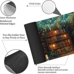 Forest Library Desk Mat Secret Garden 31.5L x 11.8W inches,