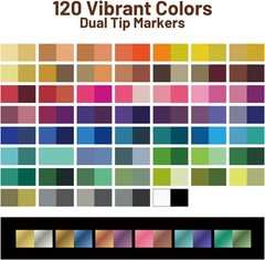 120 Colors Acrylic Paint Markers Dual Tip Dual Colors Brush Tip Pens for Rock