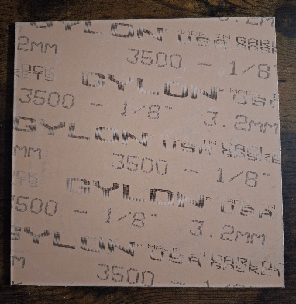 Gasket Sheet Material Garlock Gylon 3500 Square 8″ x 8″, 1/8″ Thick