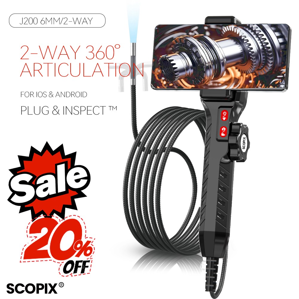 SALE! Endoscope 2-Way 360° Inspection Camera Articulating Borescope for Phone