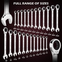 Ratchet Wrench Set Metric Standard: 24-Piece Combination Ratcheting Wrenches …