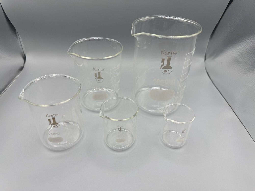 Set of 5 Laboratory Glassware Science Lab Chemistry Beaker 50/100/250/500/1000ml