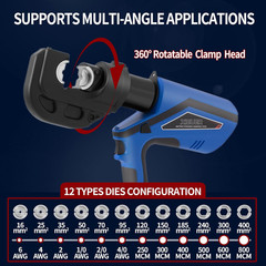 Electric Hydraulic Crimping Tool Kit, 2Pcs Lithium Battery,12 Dies (HCT-400A),12