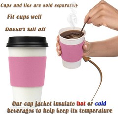 100 Pack] Pink Coffee Cup Sleeves Disposable for Hot Drinks, Durable Corrugated