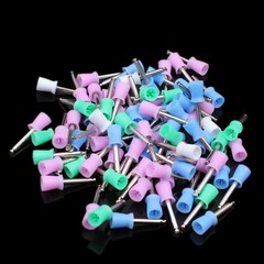 100pc/box Dental Polishing Cups Brush Prophy Nylon Metal Latch Flat Mixed Color