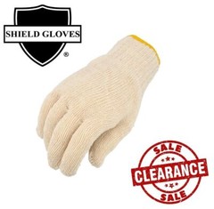 24 Pairs – Cotton Blended String Knit Gloves – Men’s Size – Tan