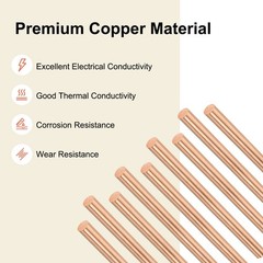 2-Pack Copper Round Rod 4mm x 300mm T2 Copper Stock