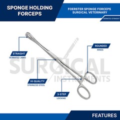 4 Pcs Foerster Sponge Forceps 7″ Serrated Surgical Veterinary German Grade