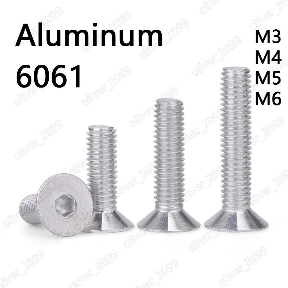 Aluminum Alloy 6061 Hex Socket Countersunk Flat Head Screws M3 M4 M5 M6