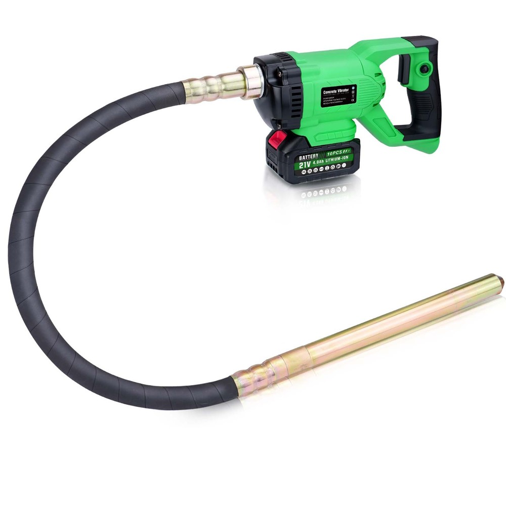 850W Cordless Concrete Vibrator With 4000mAh Battery with 5ft Shaft Rod 6000 RPM