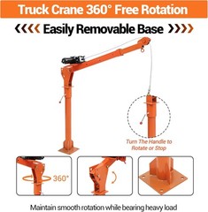 1100 lbs Electric Pickup Truck Crane Hoist Crane 360° Truck-Mounted Crane