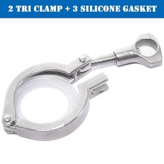 2 Pack 1.5 inch Tri Clamp with 3 Silicone Gasket, 304 Stainless Steel Heavy D…