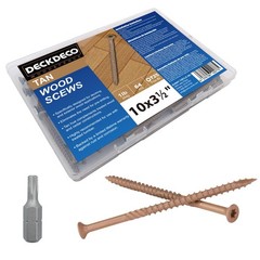 57 PCS 10×3-1/2 Inch Wood Screws Tan Ruspert Coating, Torx Star Drive Flat Bit