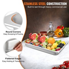 VEVOR 6 Pack 2.5″ Deep Stainless Steel Steam Table Pans Hotel Food Prep Pan