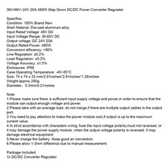 WaterProof 36V/48V to 24V 20A 480W Step Down DC/DC Power Converter Regulator US