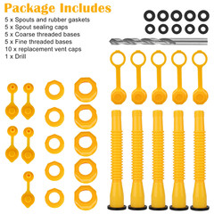 5x Gas Can Spout Nozzle Vent Kit Replacement For Old Style Caps Plastic Gas Cans