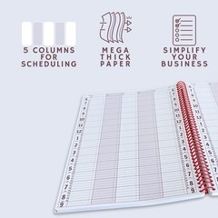 Portage Notebooks Appointment Book – Large 10″ x 13.5″ 5 Columns, Pink