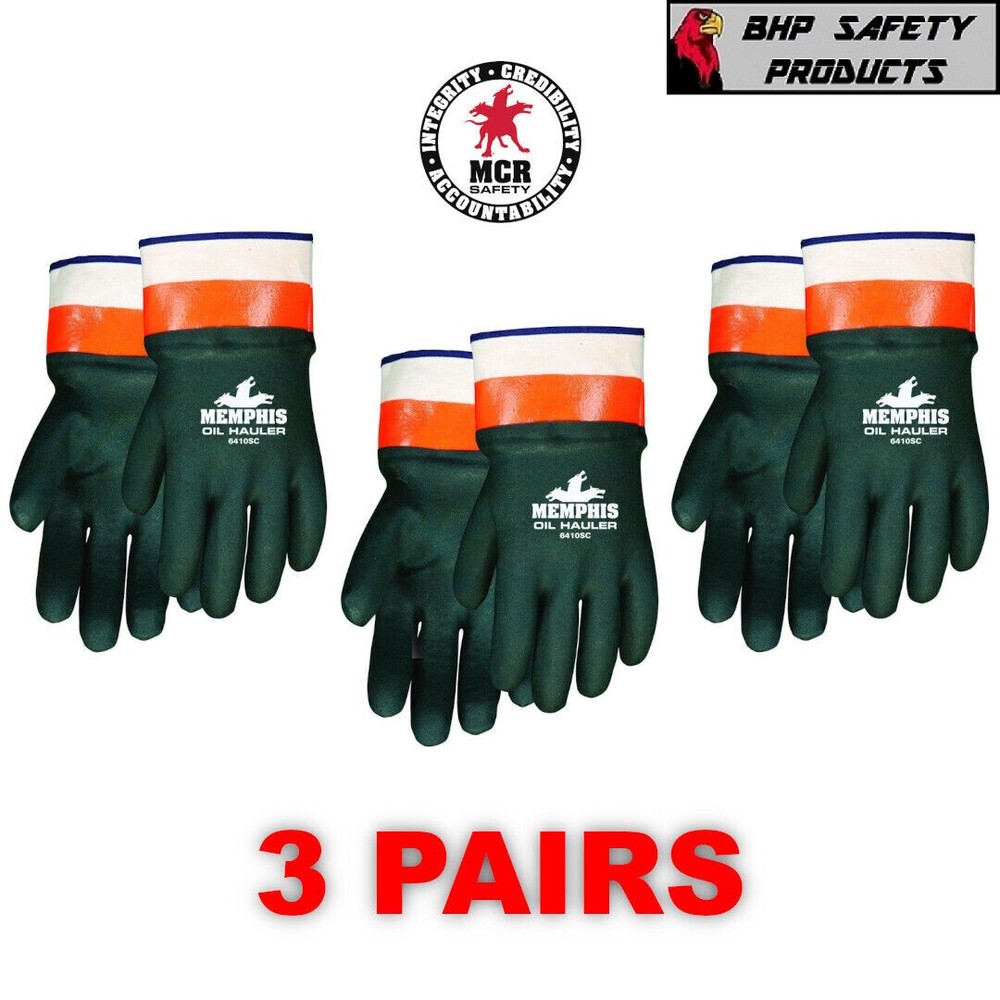 MCR Safety 6410SC Large Oil Hauler Memphis Chemical Resistant Gloves (3 PAIRS)