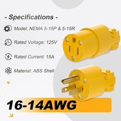 Extension Cord Ends Male and Female,Electrical Replacement Plug & Connector Set