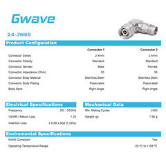 2.4mm Male to 2.4mm Female Adapter with Right Angle, DC – 50GHz
