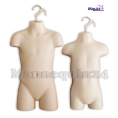 2 KIDS DRESS FORM MANNEQUINS – Flesh Child & Toddler SET + 2 Hangers & 1 Stand