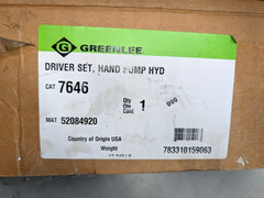 New GREENLEE 7646 Ram and Hand Pump Hydraulic Knockout Driver Kit Complete-11 T