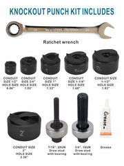 Manual Knockout Hole Punch Driver Kit 1/2 to 2 Inch Electrical Conduit Hole Cutt