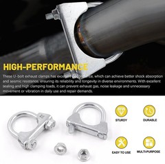 2Pcs 1-1/4″ 32mm Exhaust U Clamp Muffler U-Bolt Clamps Hanger Automotive
