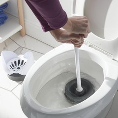 Clorox Toilet Plunger with Hideaway Holder Caddy 1-Pack, White/Grey
