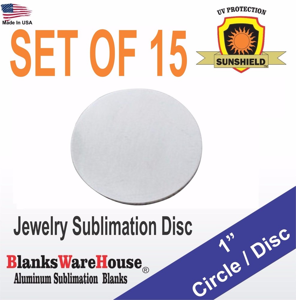 15 Pieces 1″ Circle, SUBLIMATION BLANKS – Jewelry making supply, .042 NO HOLE