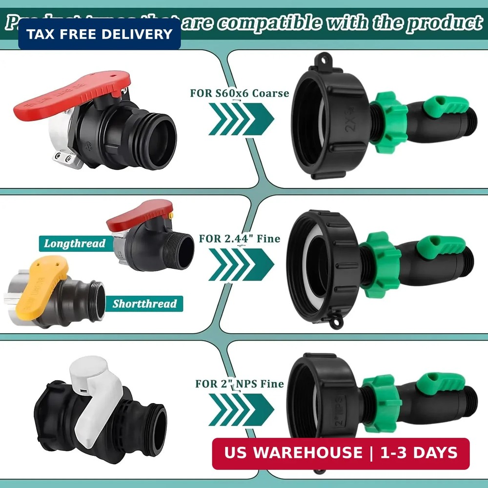 275-330 Gallon IBC Tote Hose Adapter, 3 Sizes IBC Tote Adapter Top Selling