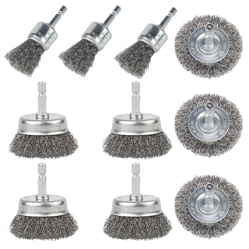 10 Pack Wire Brush for Drill Carbon Steel Wire Wheel Cup Brush 1/4-In Hex Shank