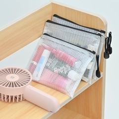 24 PCS Plastic Mesh Zipper Pouch Storage Bag Waterproof School Office Travel