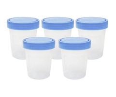 5 Sterile Specimen Cups Urine Collection 120mL – 4oz (W/ Seal LID Name Room Dr)